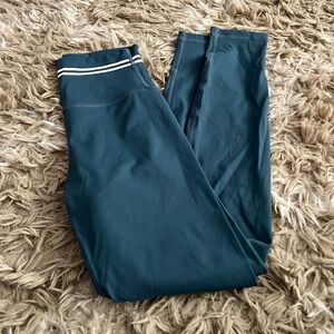 Zyia Slate Blue Luxe Leggings with White Stripes